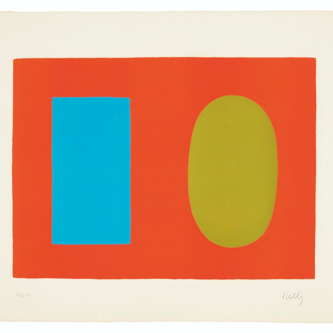 Ellsworth Kelly — Синий и зеленый поверх оранжевого (Bleu et Vert sur Orange), из набора из двадцати семи цветных литографий