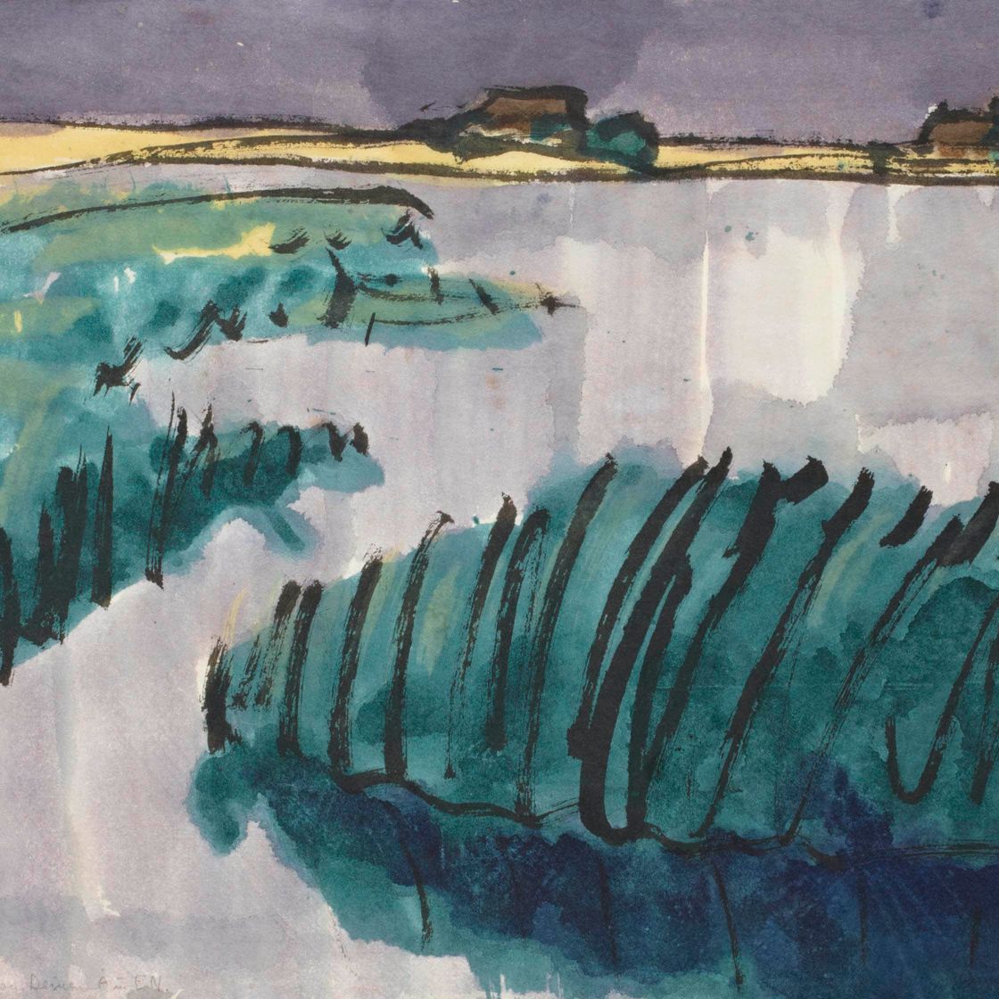 Emil Nolde — Маршландшафт (Вассер, Шильф-ам-Зее, цвай Бауэрнхофе)