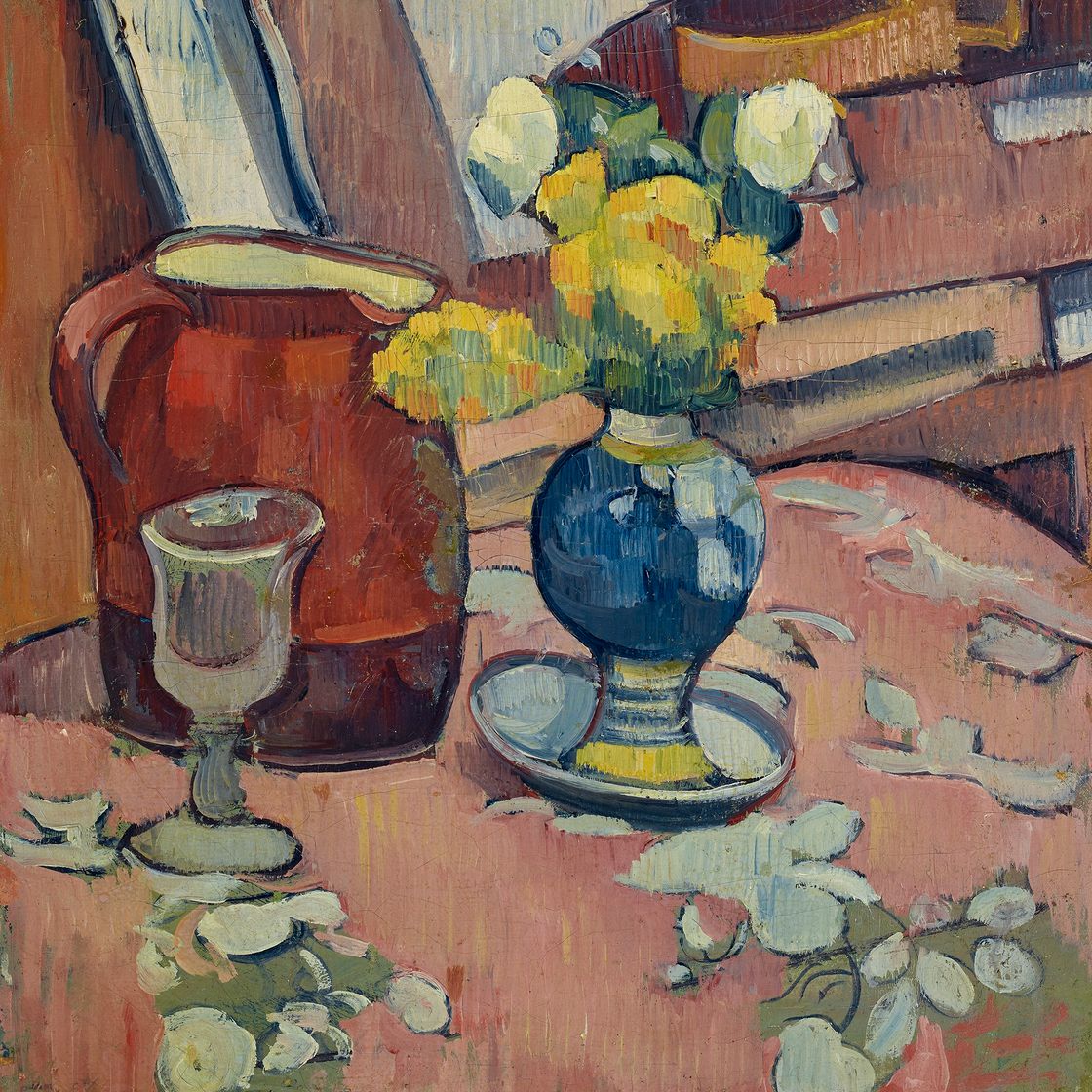 Émile Bernard — Мертвая природа (ваза с цветами, пиче и вода), изображение 1