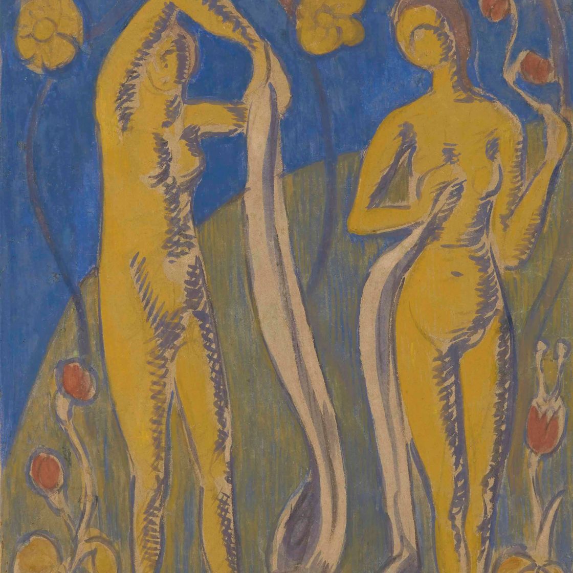 Émile Bernard — Женщины, живущие на голубом фоне