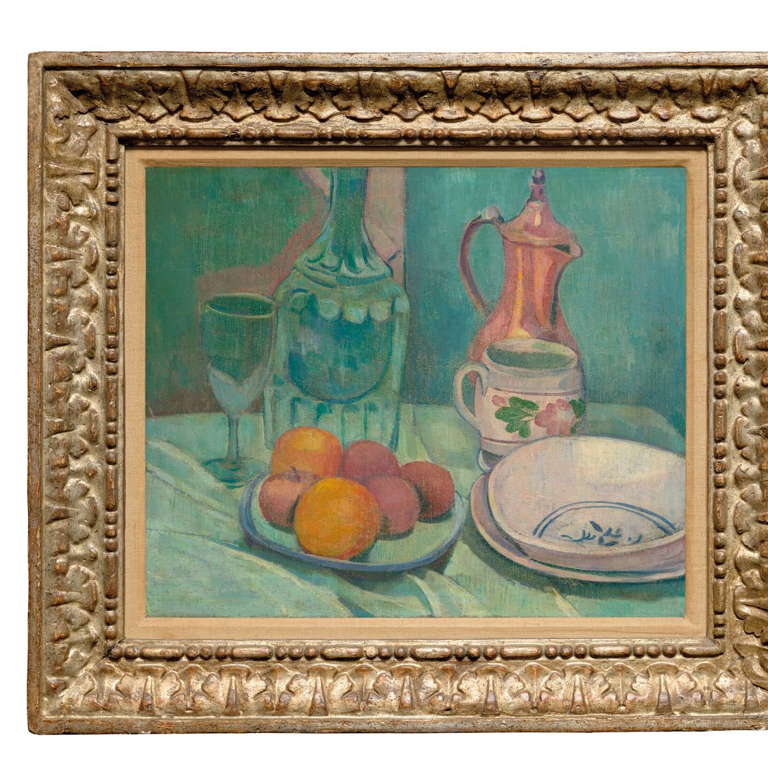Émile Bernard — Nature morte (графин, овощи, фрукты, ассорти, блюда и кафе), изображение 4