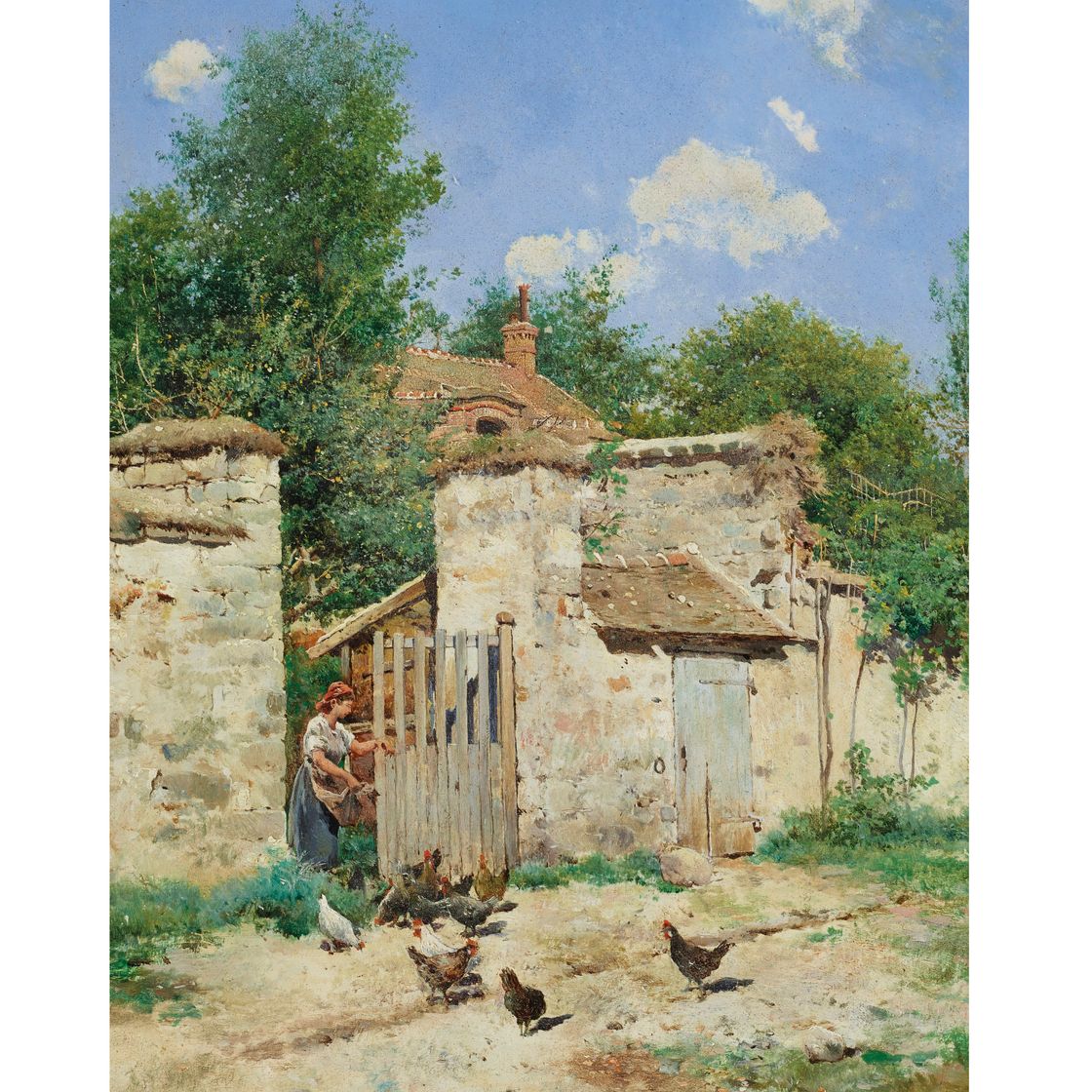 Emilio Sanchez — Кормление цыплят