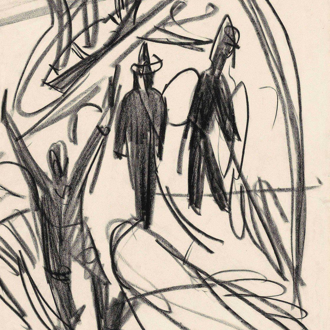 Ernst Ludwig Kirchner — Путь человека и ноги по нитям ( прямой ); Путь фигуры ( оборотная сторона )
