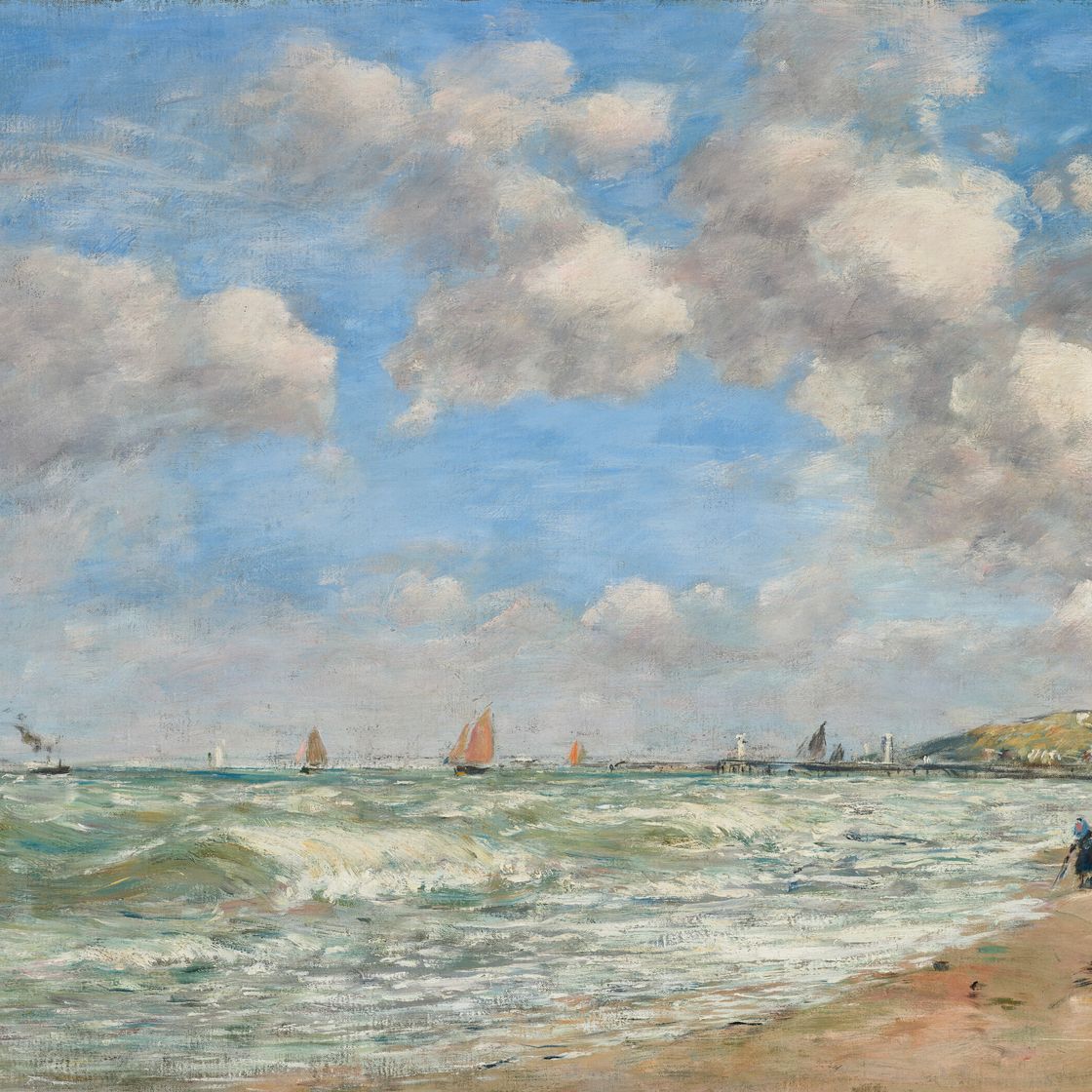 Eugène Boudin — Довиль, пляж на горе Маре, изображение 1