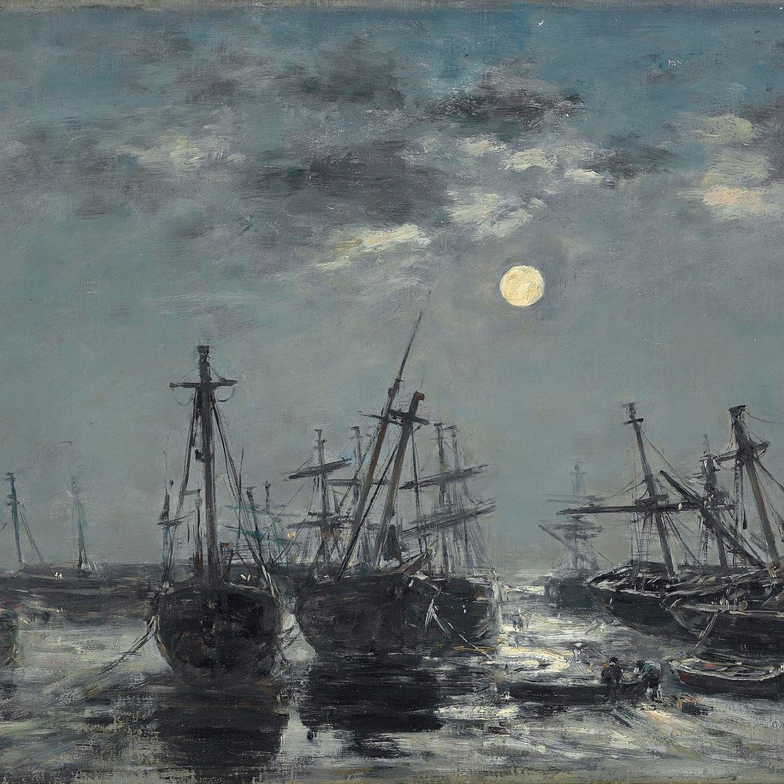 Eugène Boudin — Портрет. Эскизы Бато. Лунный свет