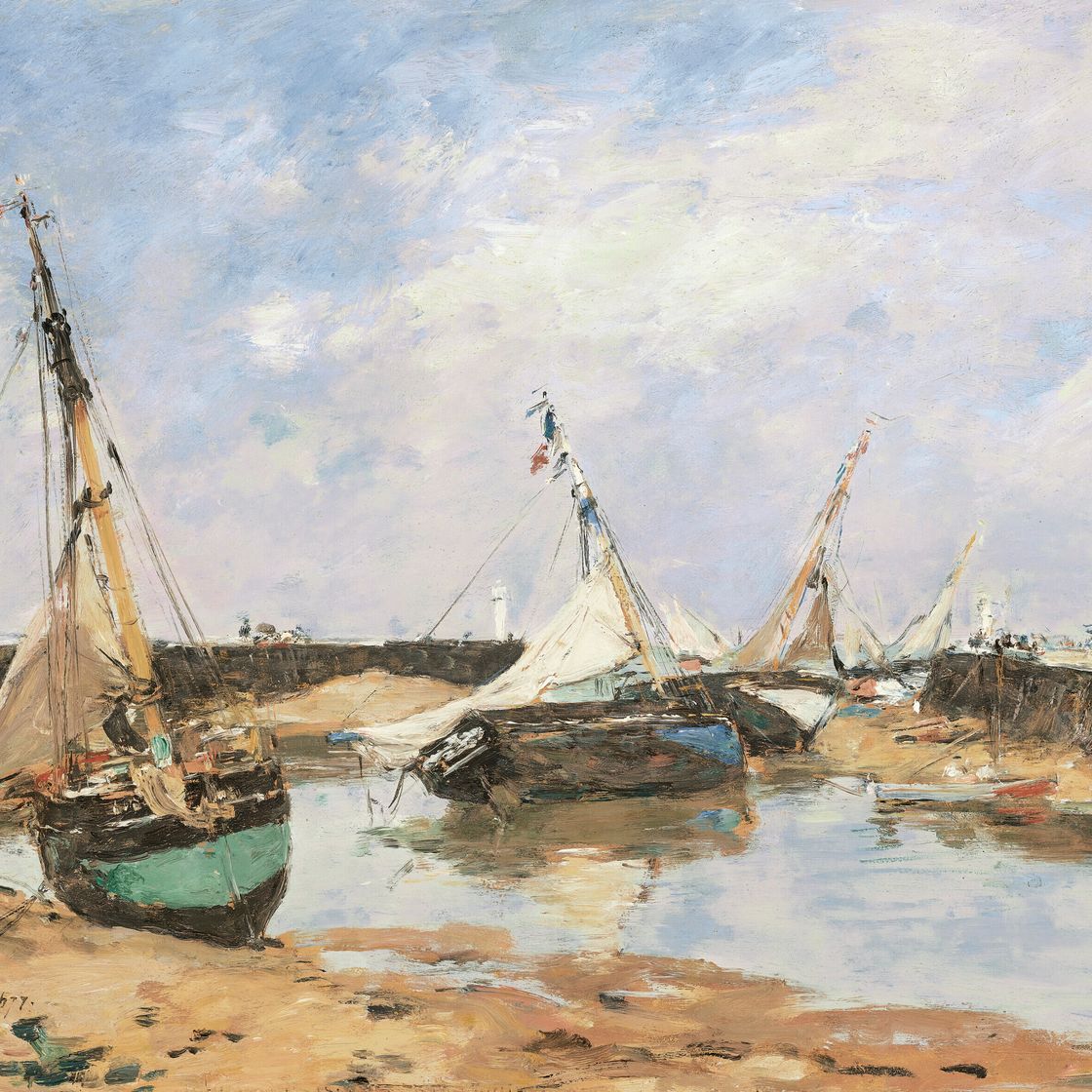 Eugène Boudin — Трувиль. Барки путешествуют по морю, изображение 1