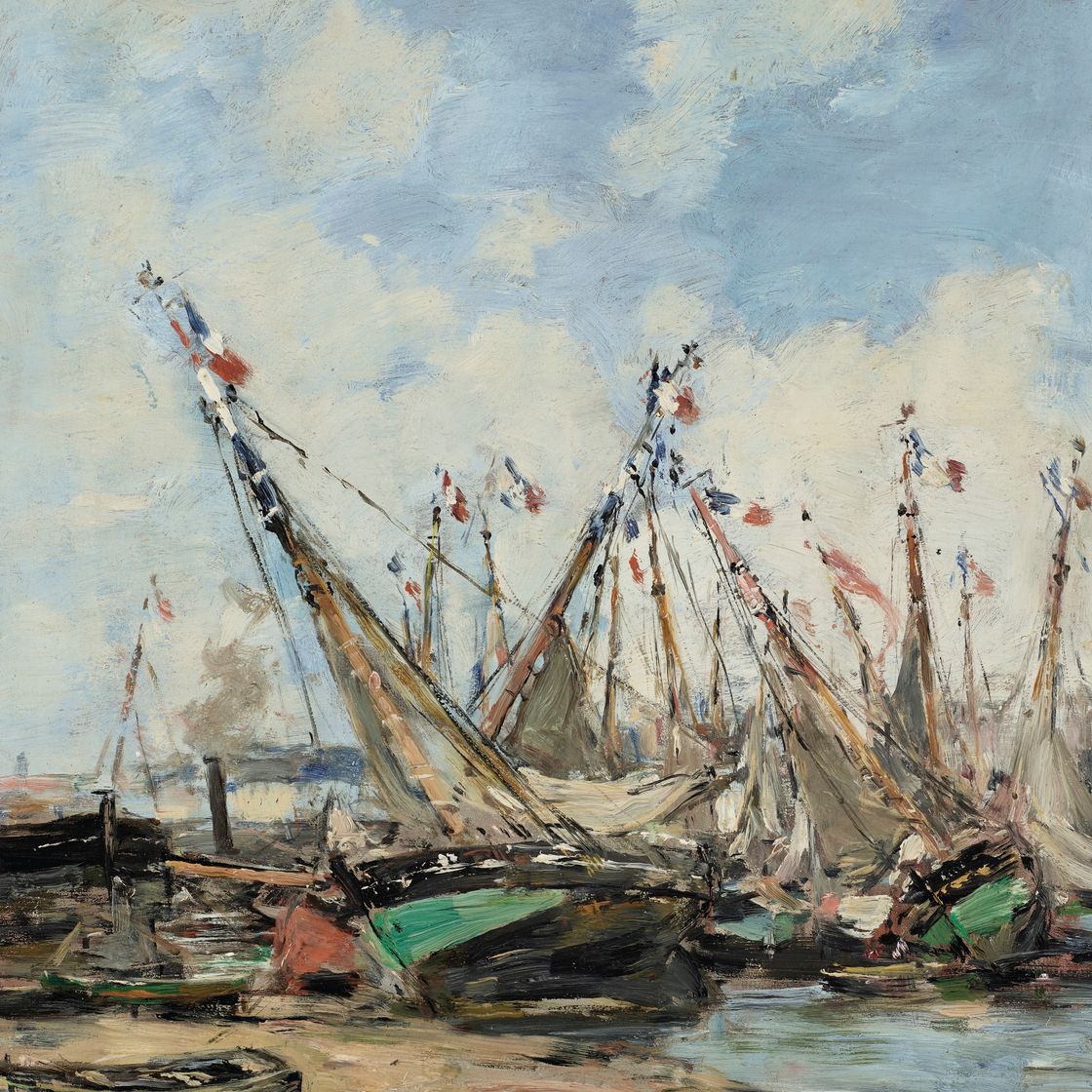 Eugène Boudin — Трувиль, ле-порт, вуали-эскулапы, изображение 1