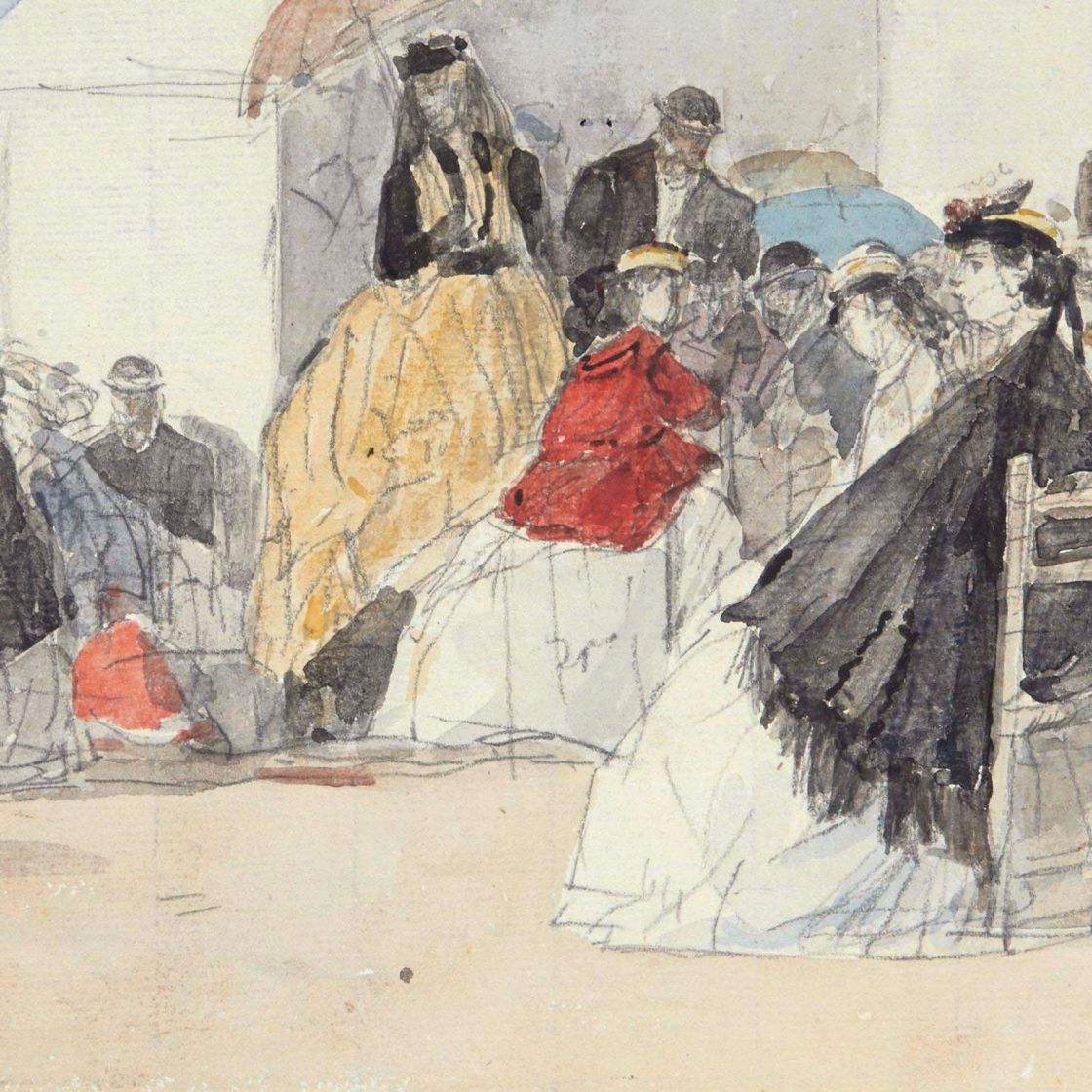 Eugène Boudin — Кринолины и кабинеты на пляже Трувиля