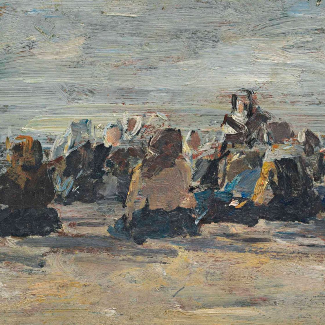 Eugène Boudin — Берк, женская прислуга на пляже для охраны барков