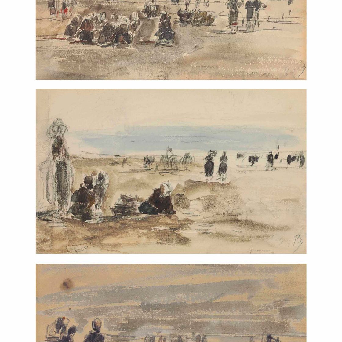 Eugène Boudin — Пещерки на пляже Берк
