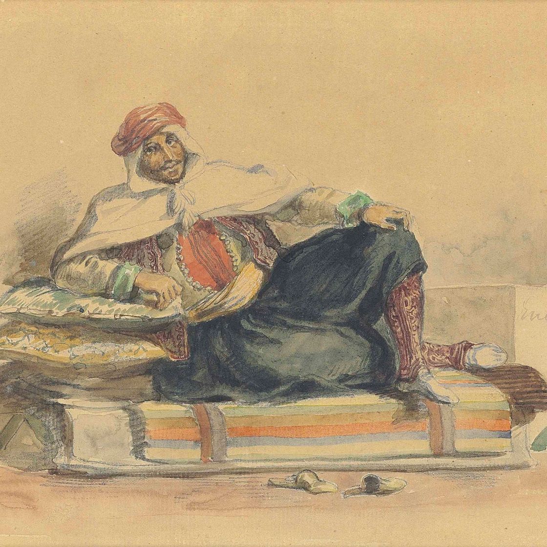 Eugène Delacroix — Бербер, сидящий на низкой кушетке