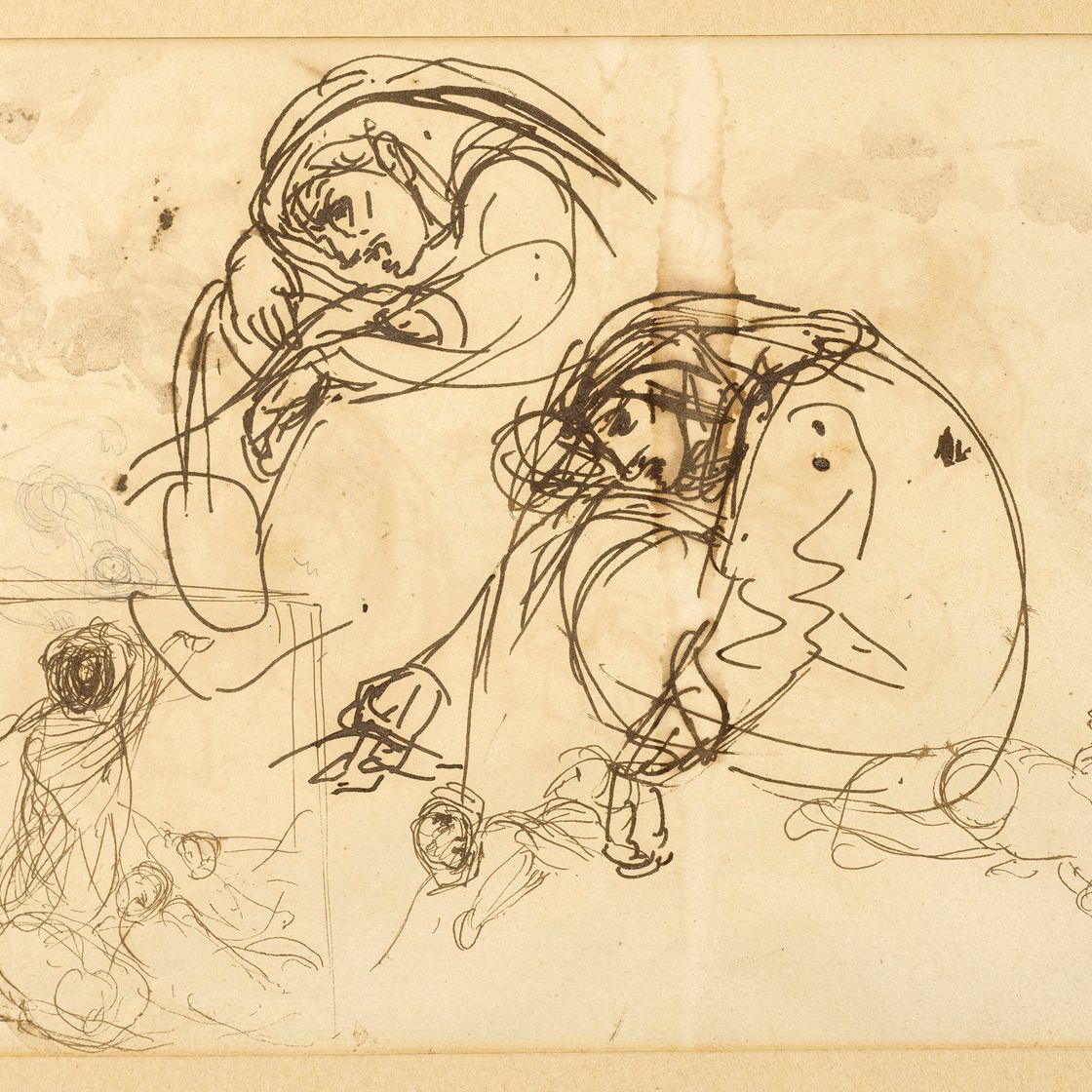 Eugène Delacroix — Женский образ, повторяющий образ взрослой женщины-воспоминания и этюд для женского дебюта в лифчиках, антураж фигур (спереди); Этюд фигур (сзади), изображение 2
