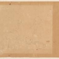 Eugène Delacroix — Четыре исследования фигур бедуинов и три исследования голов; а также два исследования сидящих мужчин, изображение 2