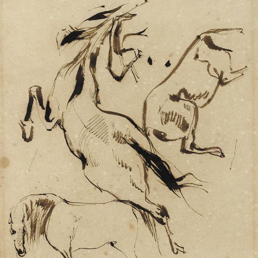 Eugène Delacroix — Этюды о трех лошадях