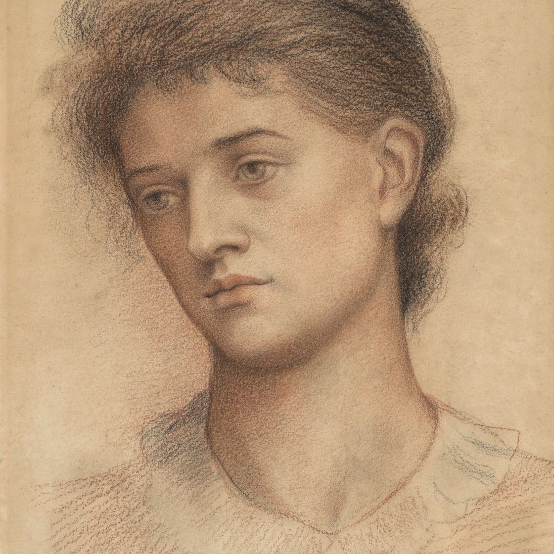 Evelyn De Morgan — Портрет головы женщины, вероятно, члена семьи Муре, изображение 1