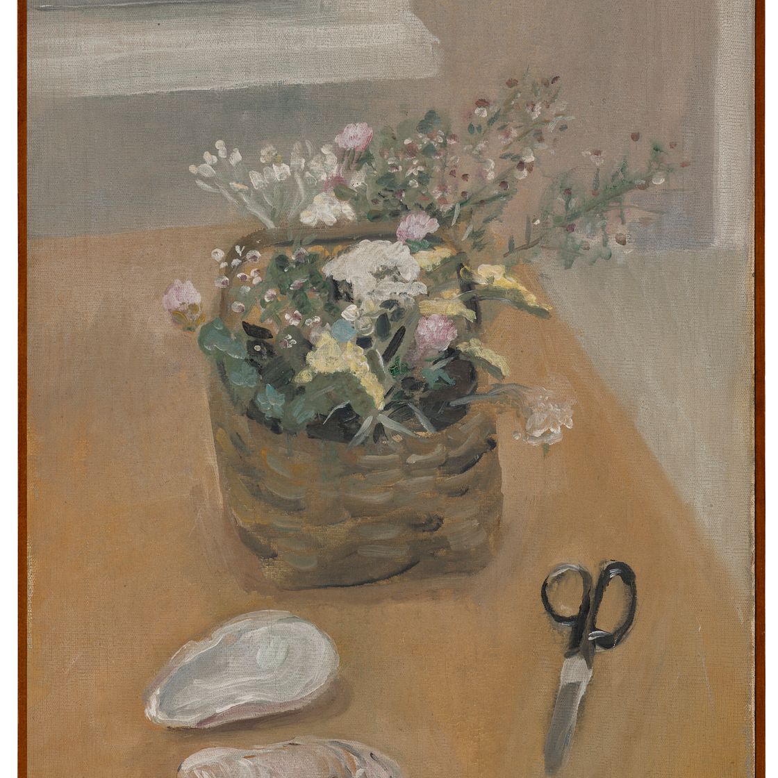 Fairfield Porter — Натюрморт с цветочной корзиной, ракушками, ножницами, изображение 2