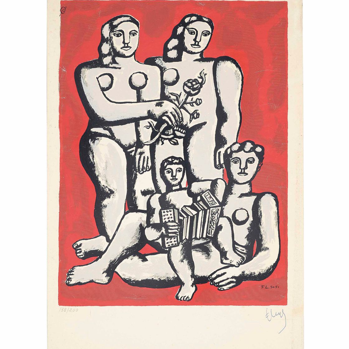 Fernand Léger — Семья аккордеониста, из альбома с 10 сери-графиями (Сапфир E11)