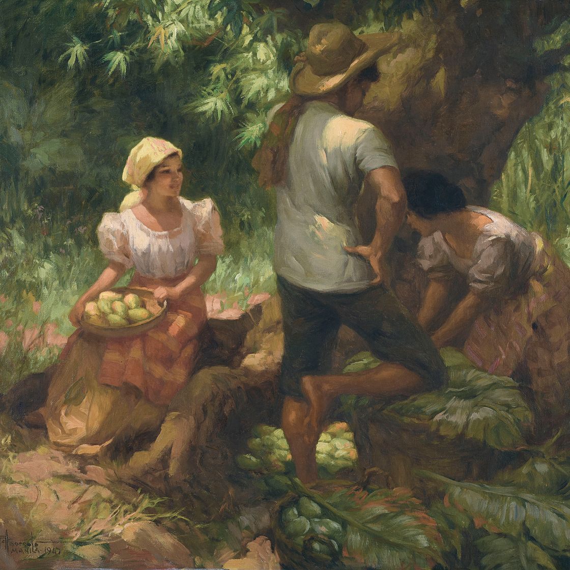 Fernando Amorsolo — ОТДЫХАЕТ ПОД МАНГОВЫМ ДЕРЕВОМ