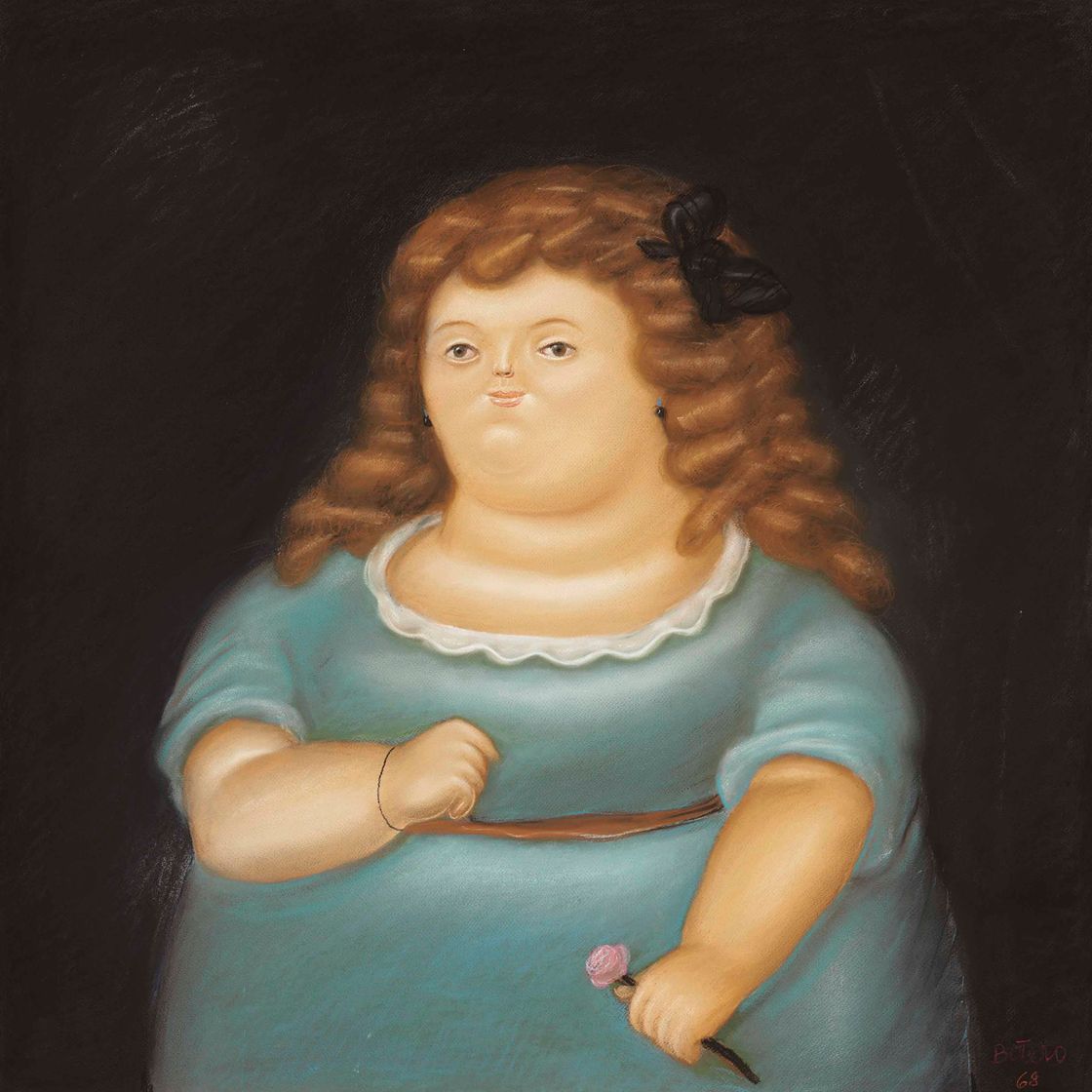 Fernando Botero — Молодая девушка с розовым цветком