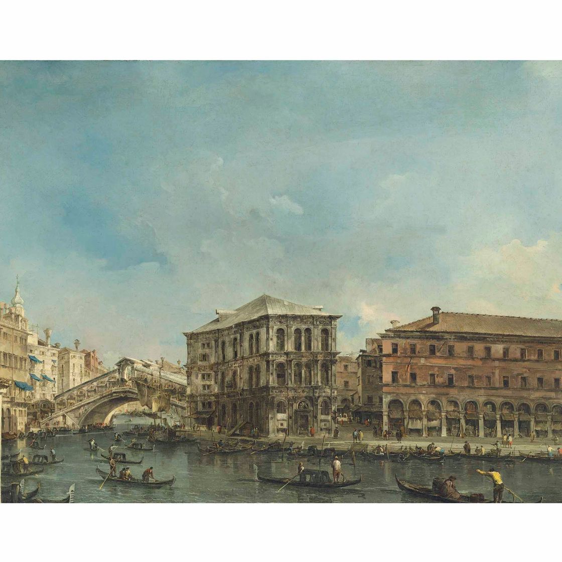 Francesco Guardi — Венеция: мост Риальто с Палаццо деи Камерленги, изображение 1