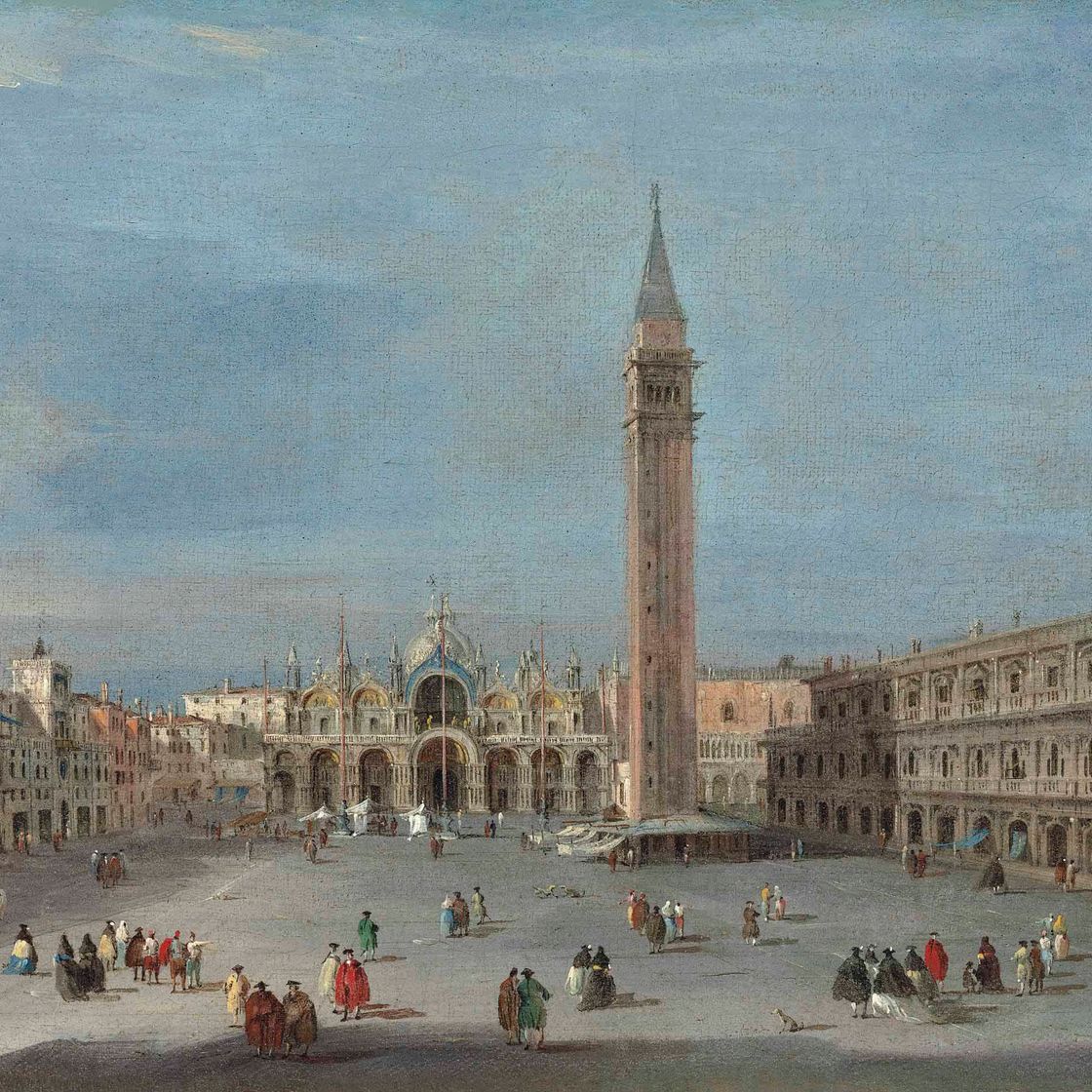 Francesco Guardi — Площадь Сан-Марко, Венеция, с базиликой и колокольней