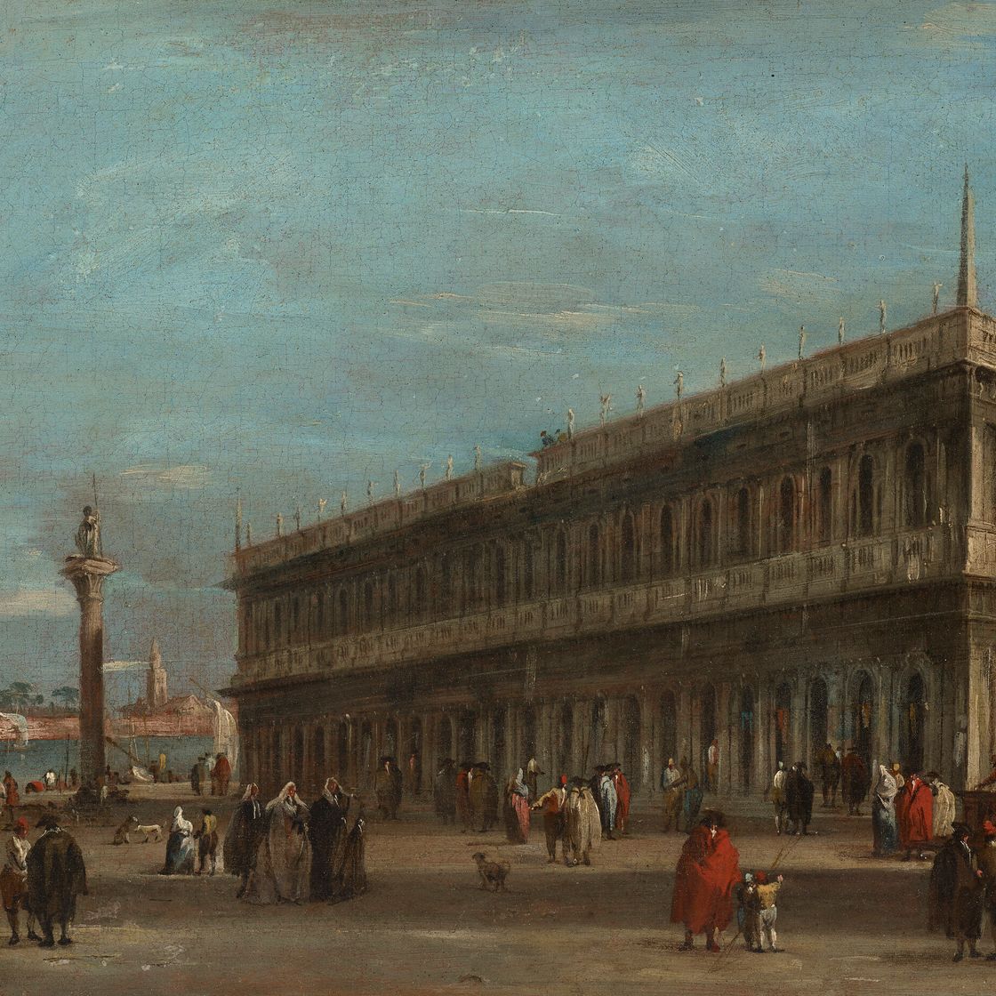 Francesco Guardi — Венеция, вид на Пьяццетту в сторону Либрерии, а за ней - восточная оконечность Джудекки., изображение 1