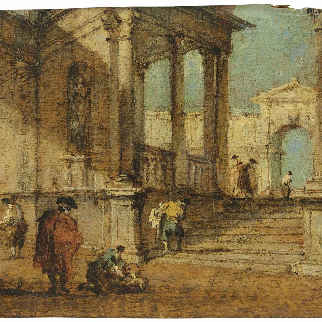 Francesco Guardi — Архитектурное каприччио с беседующими фигурами