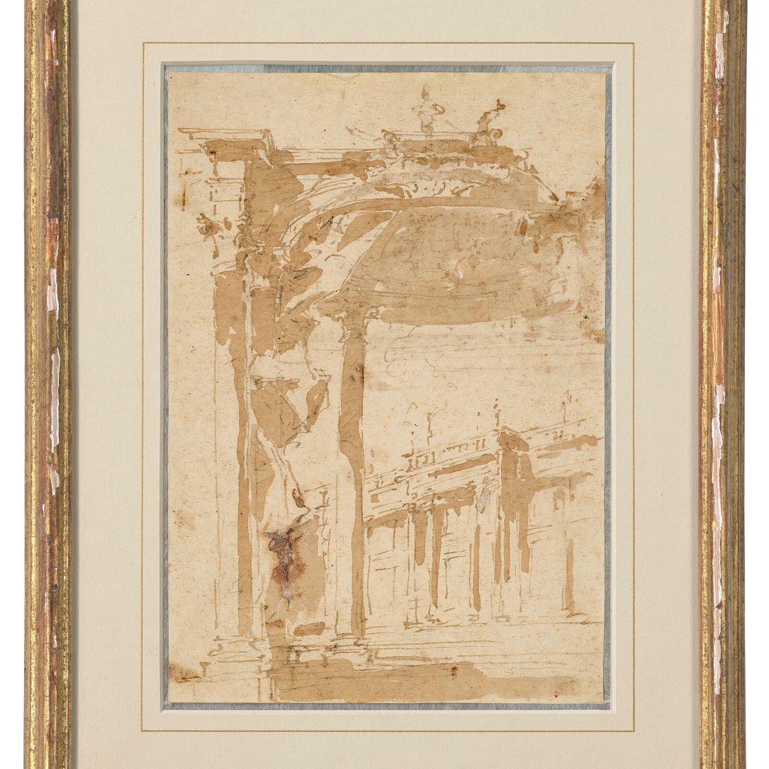Francesco Guardi — Архитектурное каприччио с аркой и навесом (recto); Архитектурный этюд (verso), изображение 3