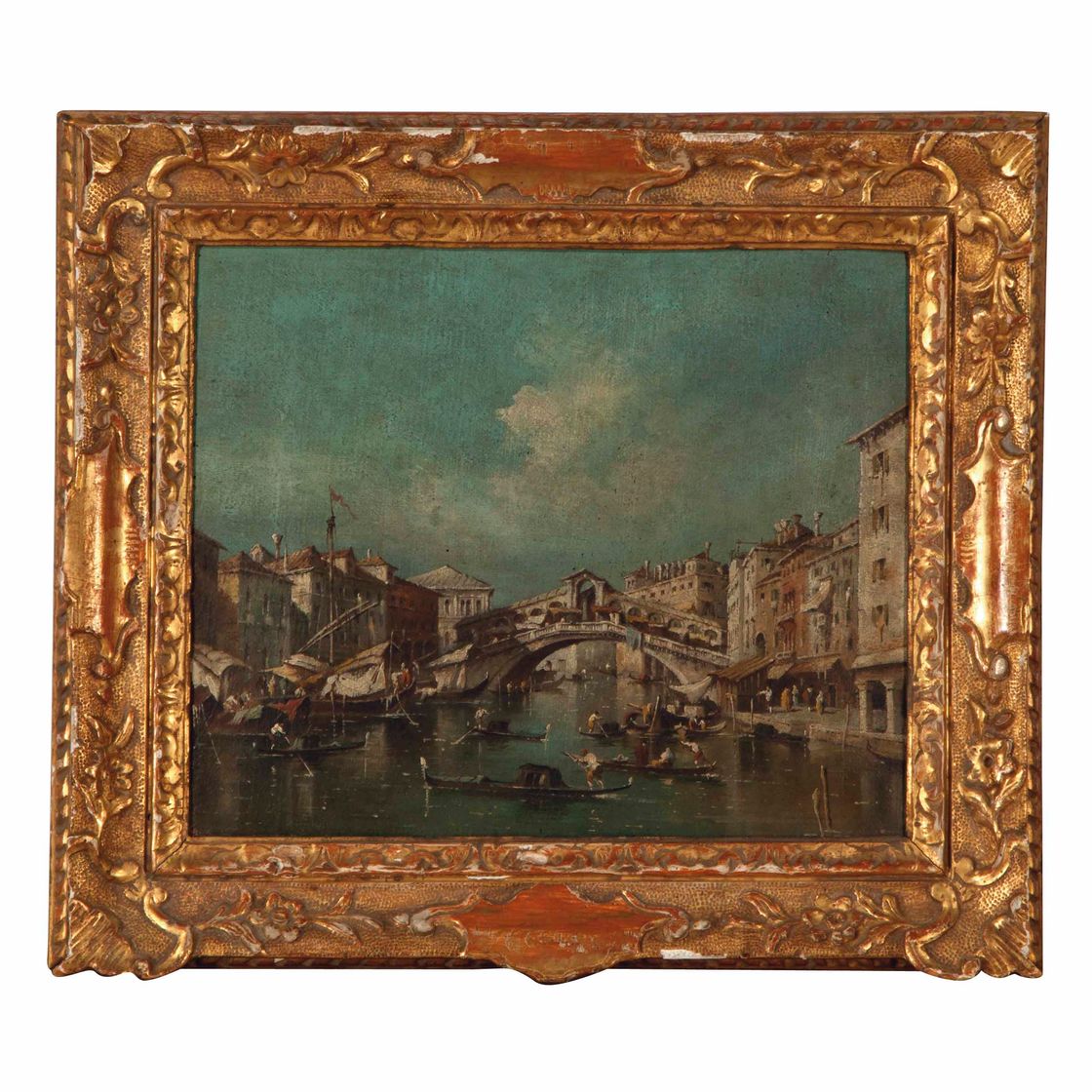 Francesco Guardi — Вид на мост Риальто на Большом канале в Венеции; и сопутствующая картина
