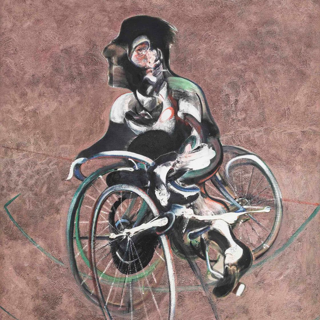 Francis Bacon — Портрет Джорджа Дайера верхом на велосипеде (каталожный номер Heni Productions Q1B)