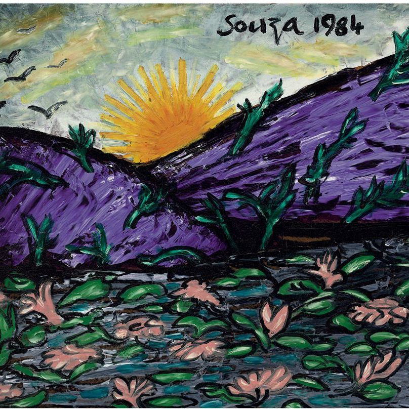 Francis Newton Souza — Рассвет у пруда с лотосами