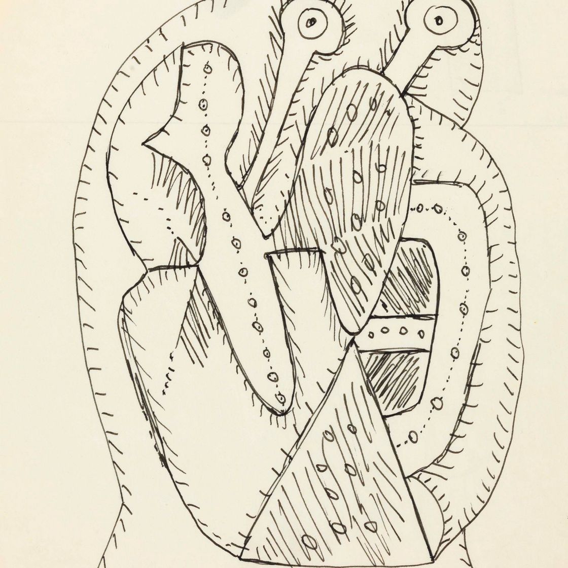 Francis Newton Souza — Без названия (Женская голова); Без названия (Мужчина с глазами Google); Без названия (Голова), изображение 3