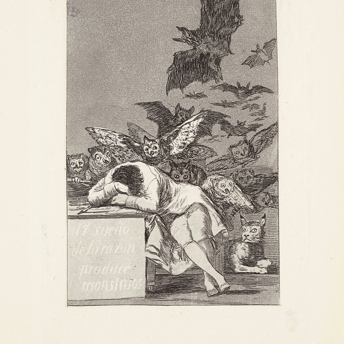 Francisco Goya — Сон разума порождает чудовищ (El sueño de la razón, "Порождать чудовищ") Фото 43 из "Лос Капричос".
