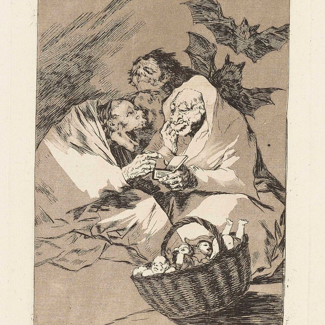 Francisco Goya — Мучо хей ке чупар (здесь есть что пососать), фото 45 из "Лос Капричос" (Д. 82; Х. 80)