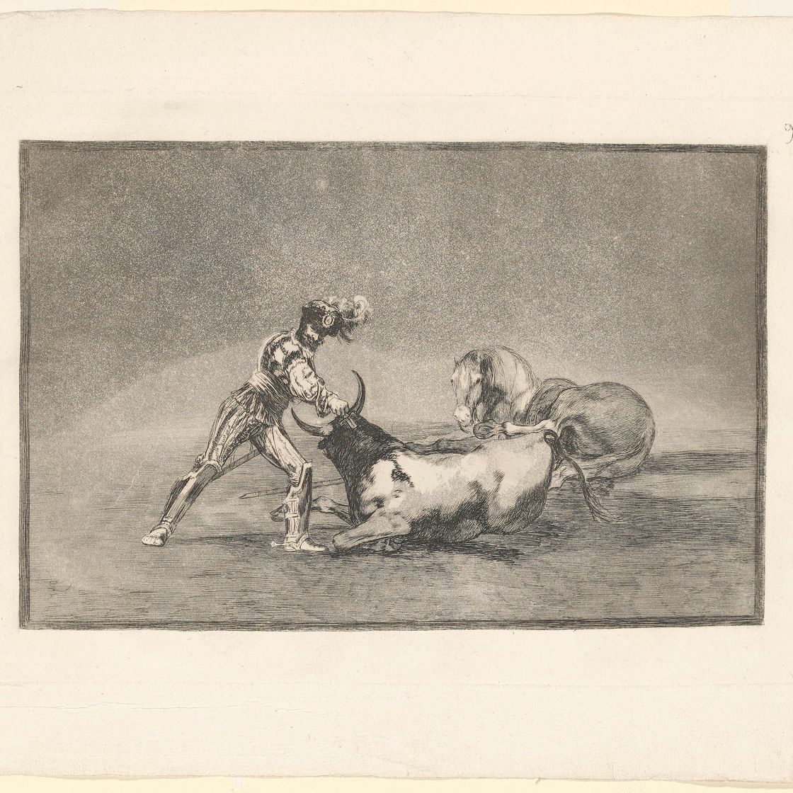 Francisco Goya — Пять тарелок от: La Tauromaquia (Д. 232, 240, 241, 245, 250; Х. 212, 220, 221, 225, 230), изображение 3
