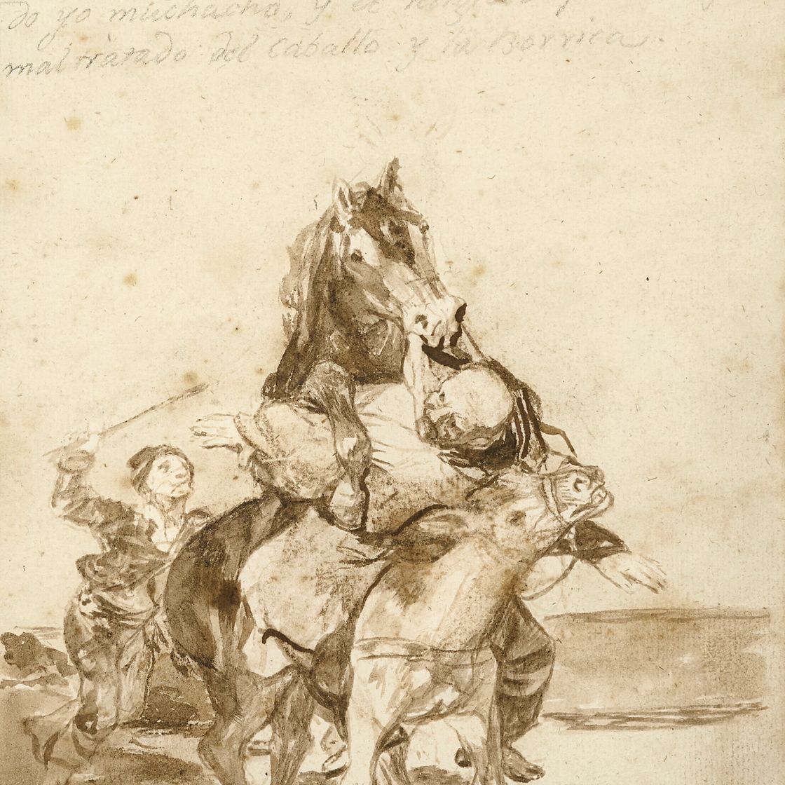 Francisco Goya — Лошадь, покрывающая ослицу, а верхом на ней монах, изображение 1