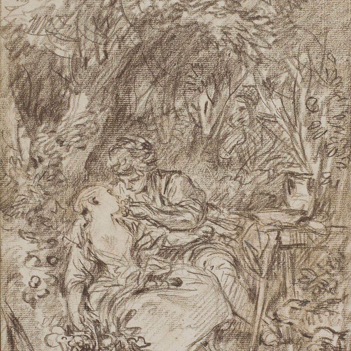 François Boucher — Молодой человек, питающийся у молодой женщины, - это сочетание цветов и фельетонов.