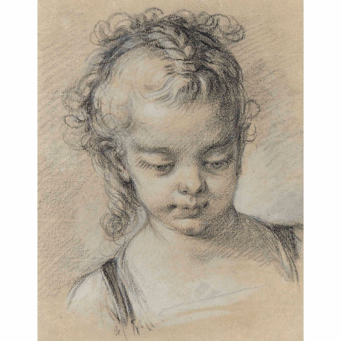 François Boucher — Голова и плечи молодой девушки