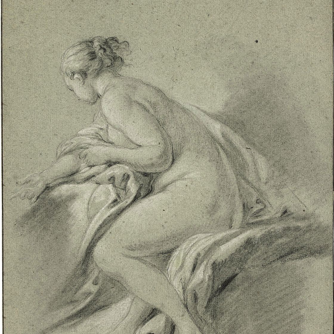 François Boucher — Обнаженная сидящая женщина, склонившаяся влево