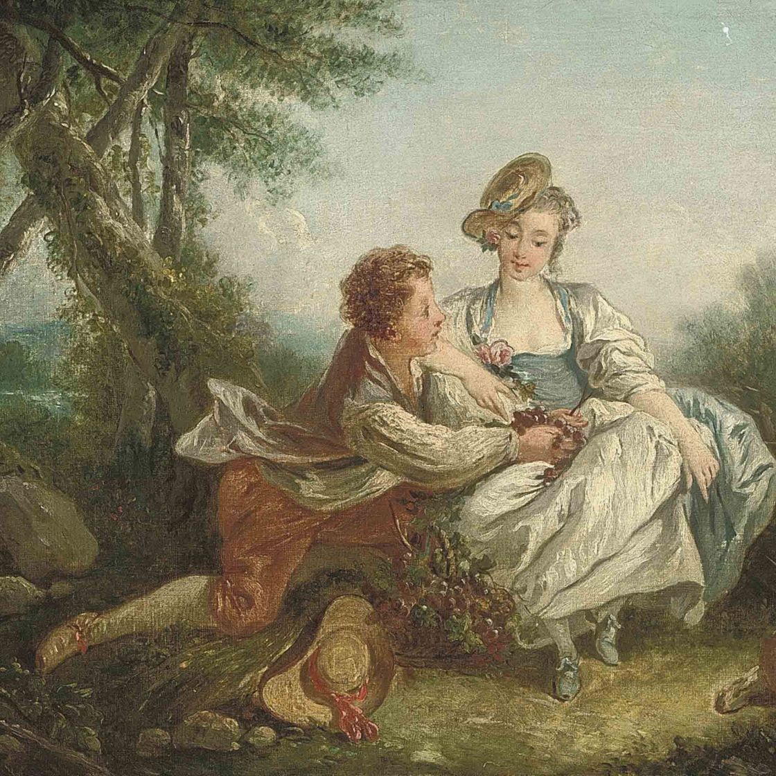 François Boucher — Пастух и пастушка на фоне пейзажа