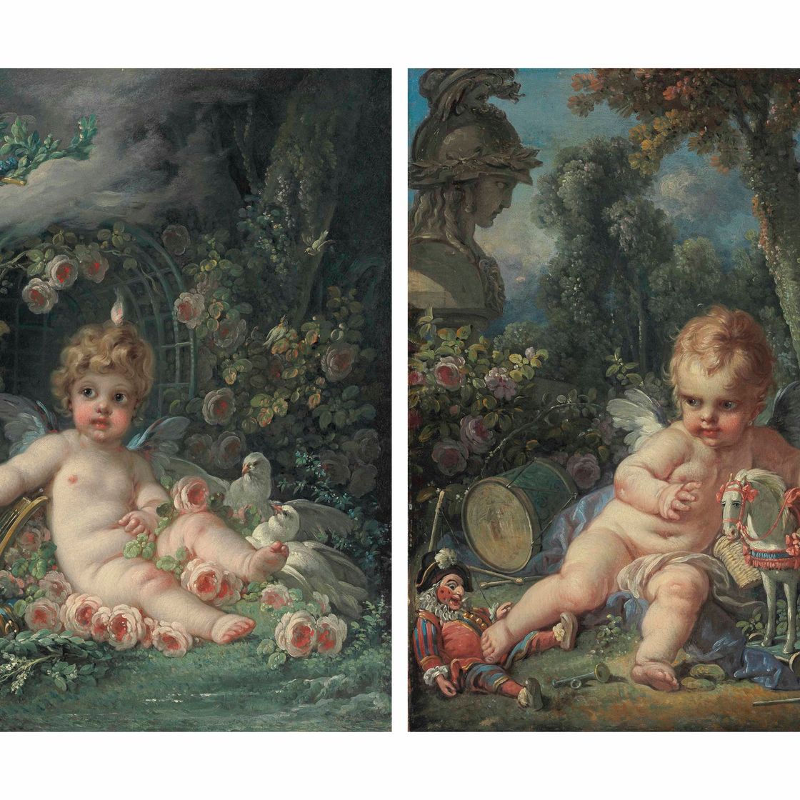 François Boucher — Купидон - Гений мира, и Купидон - Гений войны