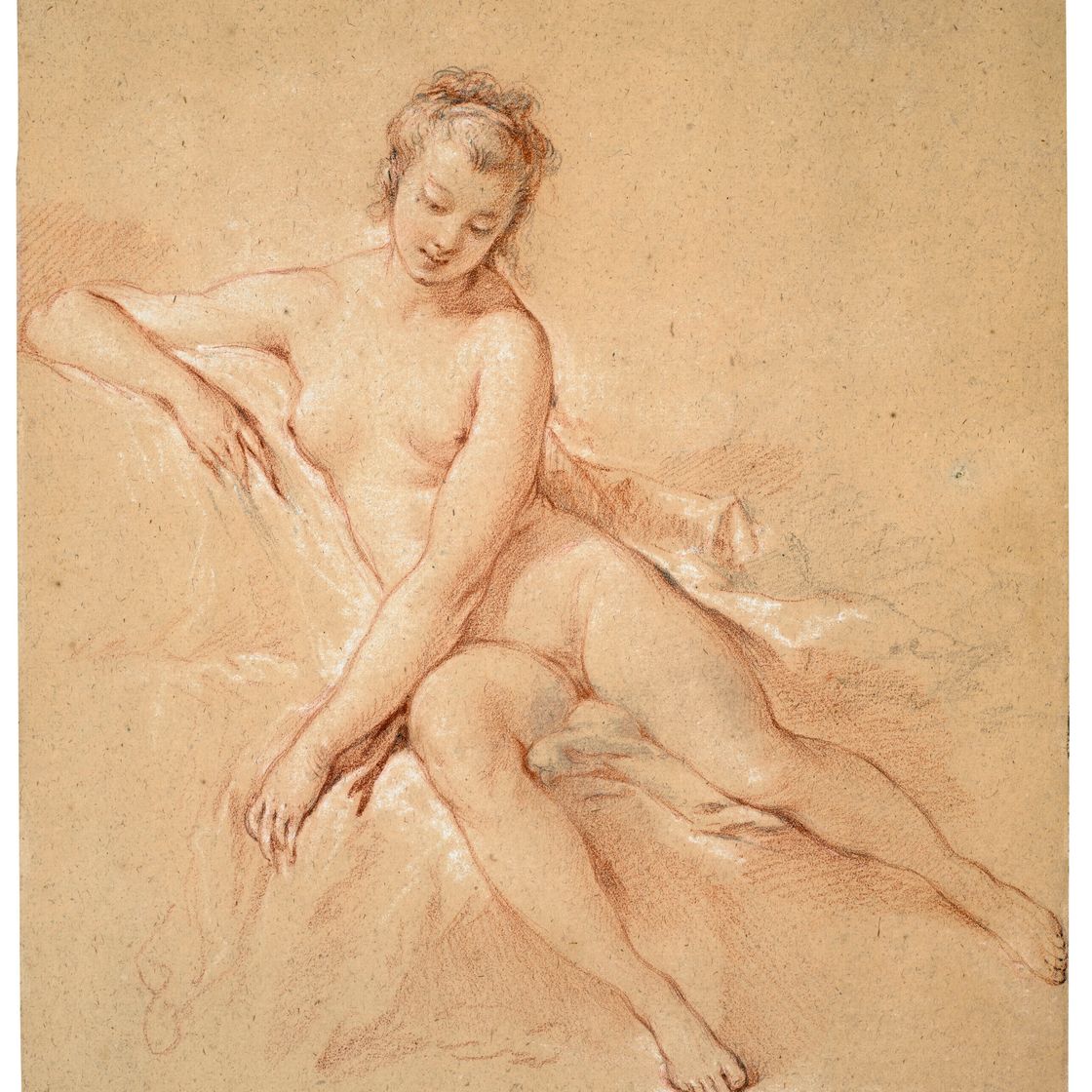 François Boucher — Обнаженная сидящая женщина
