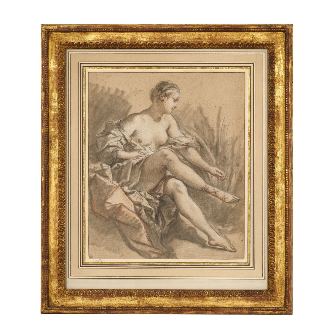François Boucher — Полуобнаженная женщина, сидящая среди тростников, изображение 2