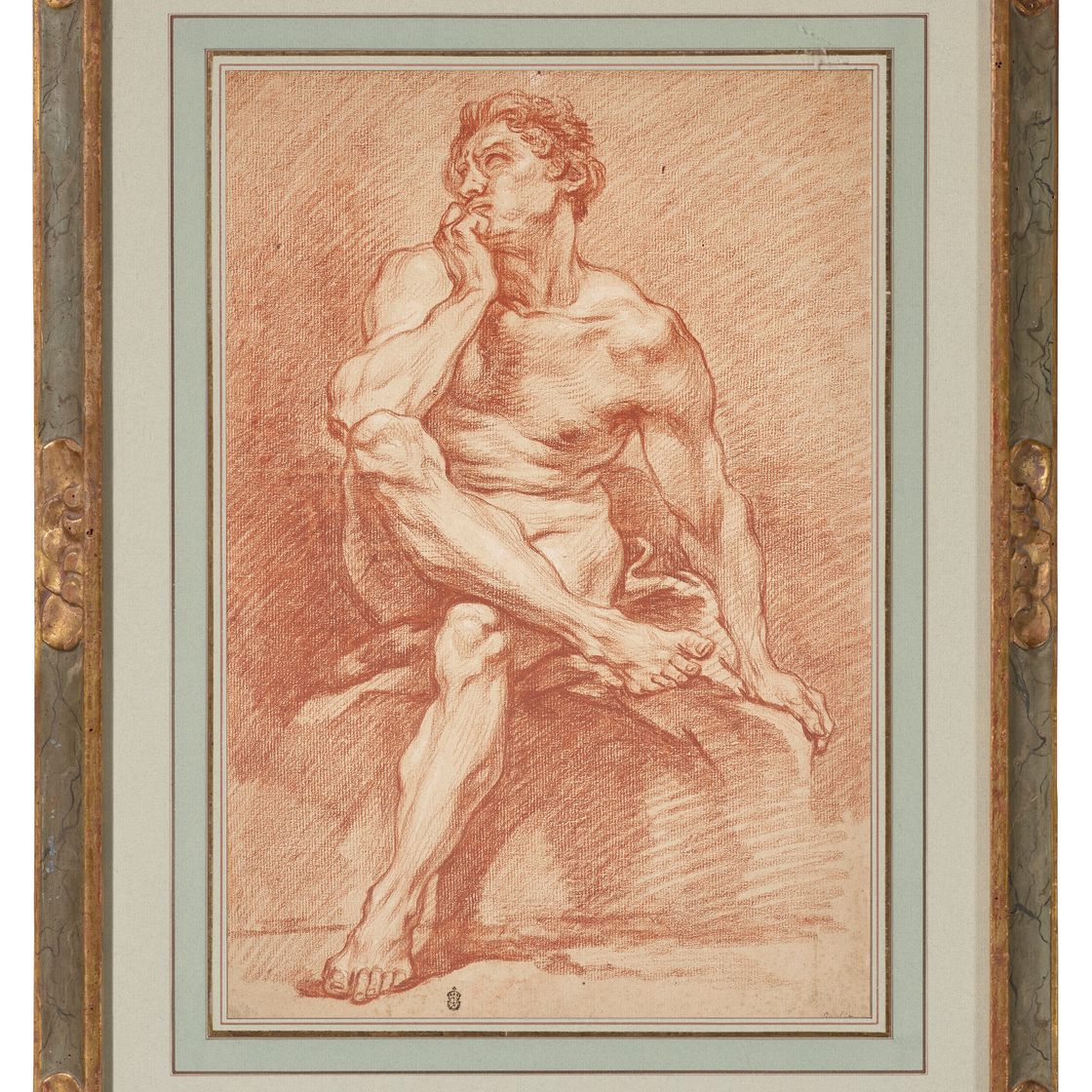 François Boucher — Сидящий обнаженный мужчина, смотрящий вверх, изображение 2