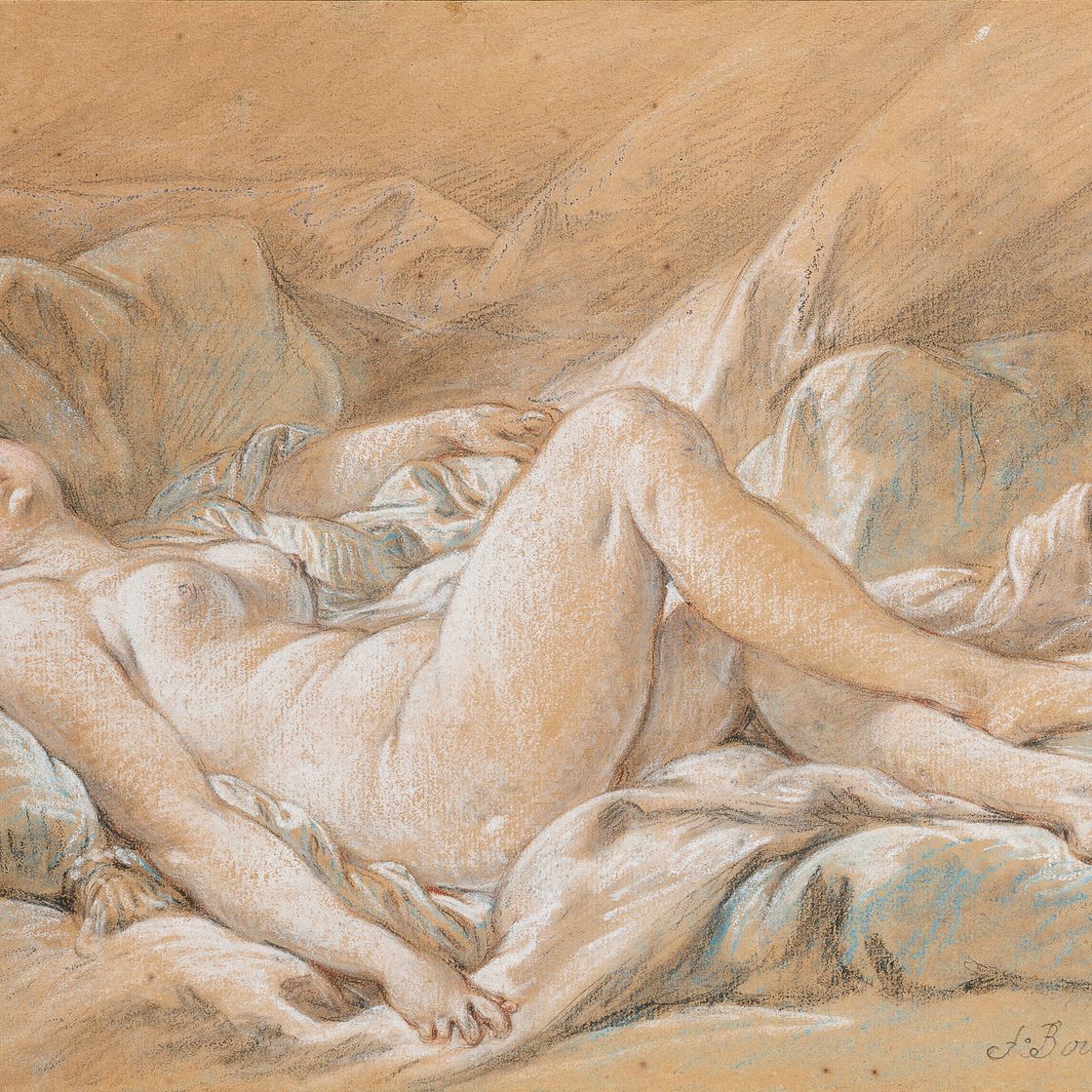 François Boucher — Лежащая на кровати женщина, изображение 1