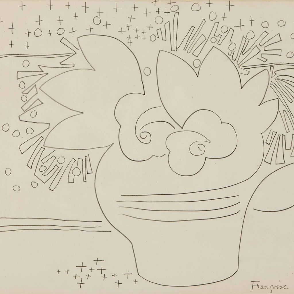 Francoise Gilot — Розы и их тень (прямая сторона) и натюрморт (оборотная сторона)