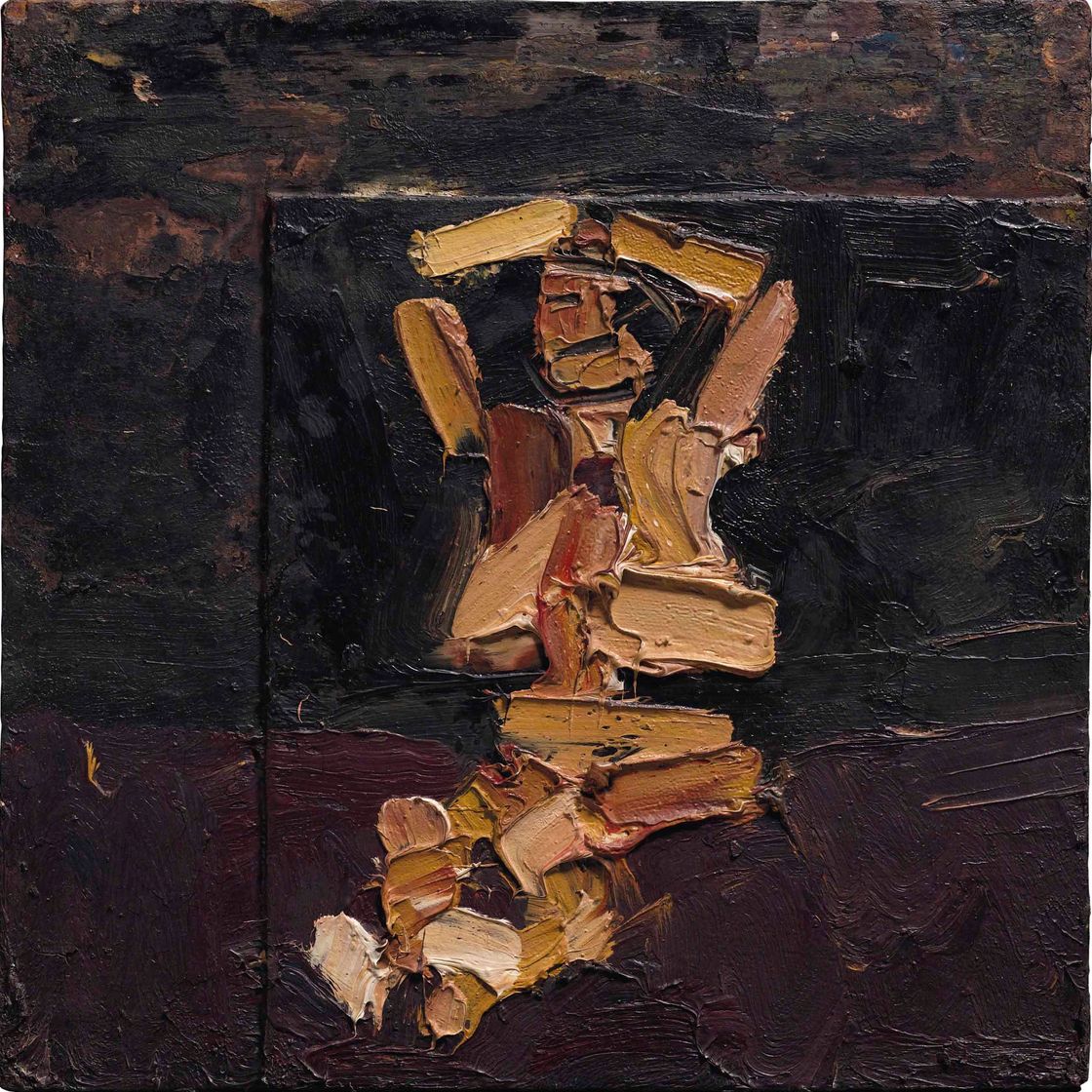 Frank Auerbach — Сидящая фигура с поднятыми руками