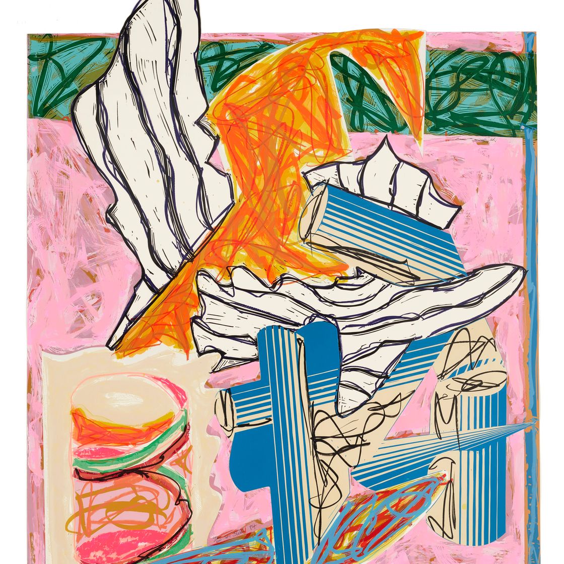 Frank Stella — И Святой, Да будет Он Благословен, пришел и поразил Ангела Смерти, как на иллюстрациях к книге Эль Лисицкого "Гадья".
