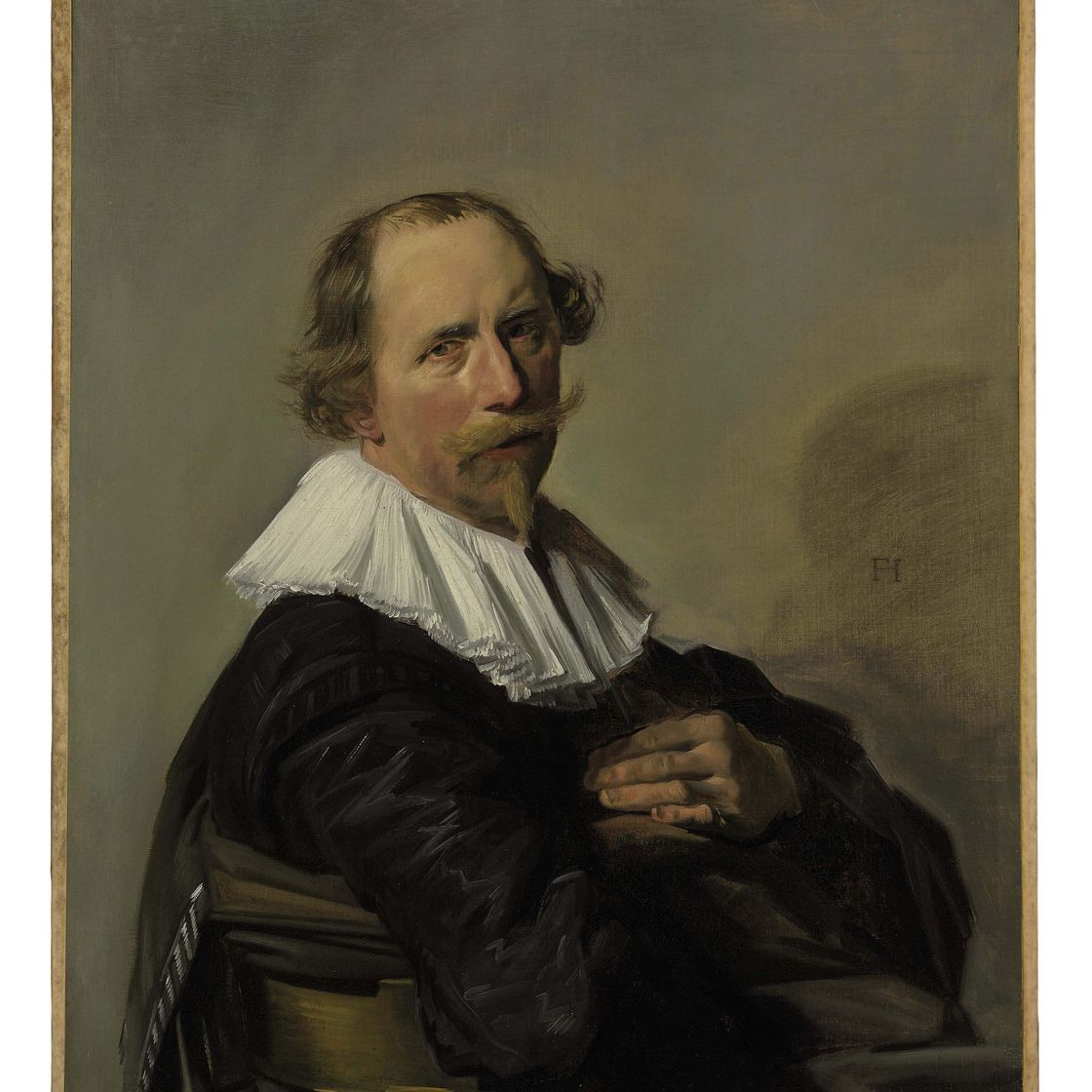 Frans Hals — Портрет джентльмена в полный рост, в черном пальто