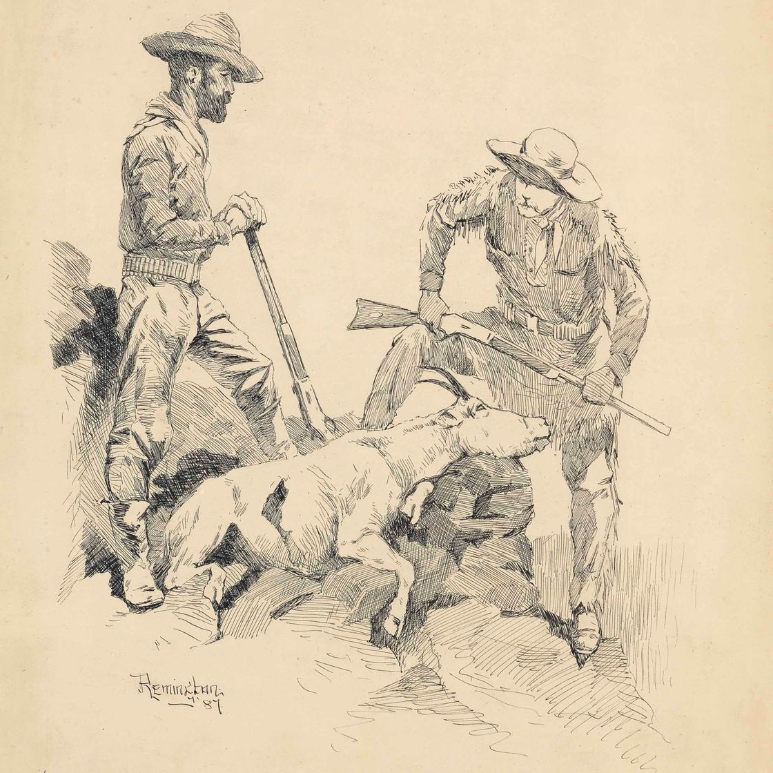 Frederic Remington — "Последний выстрел (Мы стояли над Ним)"